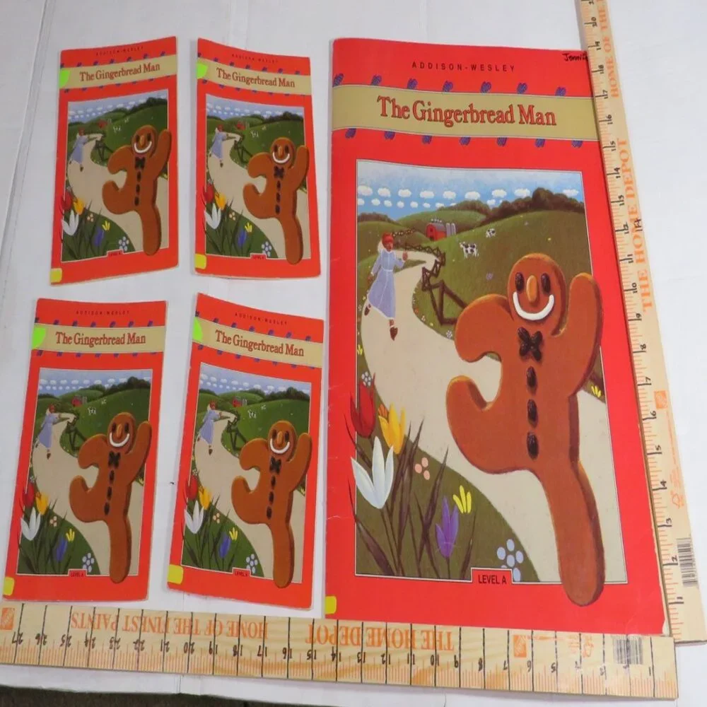 The Gingerbread Man (almost 2 feet tall) with (4) student story book LAMINATED